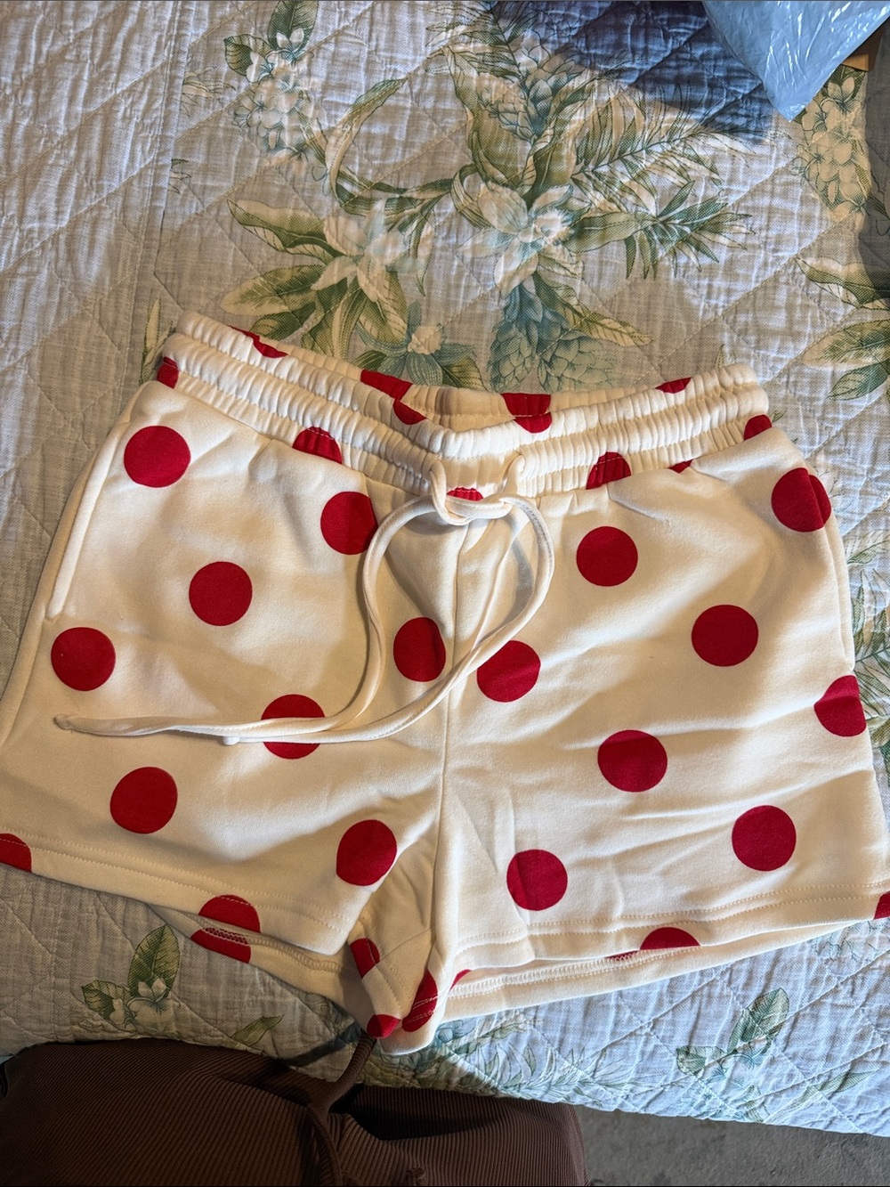Zenana Cream with Red Polka Dots Sweatshirt and Shorts Set - Picture 5 of 5